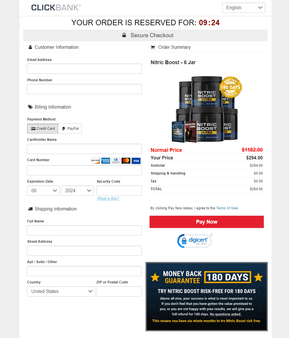 Nitric Boost Ultra Secured Order Page